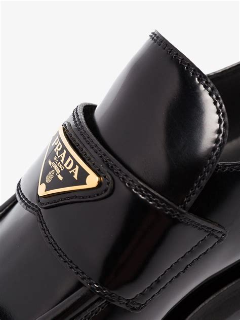 Prada Chunky Logo Plaque Loafers in Black 